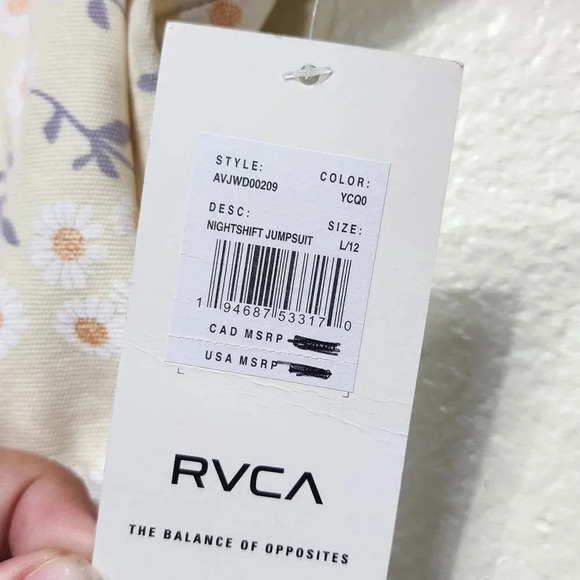 RVCA Nightshift Womens Floral Jumpsuit L NWT Utility Fall Outdoors - Picture 7 of 12